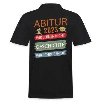 Abi 2023 Abitur bestanden Geschichte Vintage - Männer Poloshirt - Schwarz - Hinten - Kai (181cm)