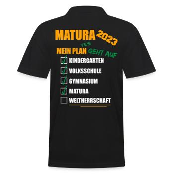 Matura 2023 Abitur bestanden WELTHERRSCHAFT Matura - Männer Poloshirt - Schwarz - Hinten - Kai (181cm)