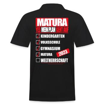 Matura 2023 Abitur bestanden WELTHERRSCHAFT Matura - Männer Poloshirt - Schwarz - Hinten - Kai (181cm)