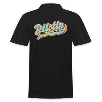 Flugzeug Vintage Pilotin - Männer Poloshirt - Schwarz - Hinten - Kai (181cm)