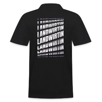 Bauern Spruch Landwirtin - Männer Poloshirt - Schwarz - Hinten - Kai (181cm)