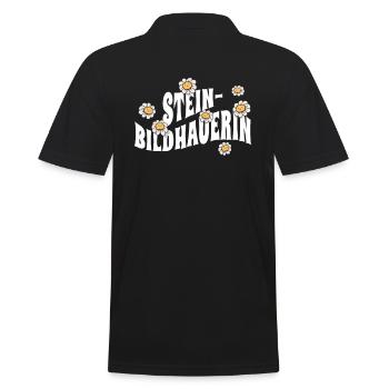 Handwerker niedliche Blumen Steinmetzin - Männer Poloshirt - Schwarz - Hinten - Kai (181cm)