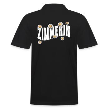 Zimmerer niedliche Blumen Zimmerin - Männer Poloshirt - Schwarz - Hinten - Kai (181cm)