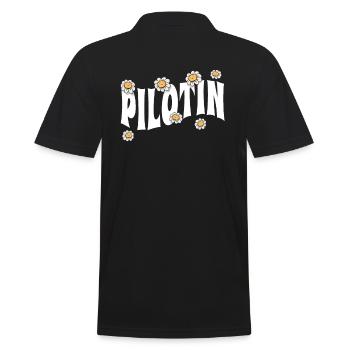 Flugzeug niedliche Blumen Pilotin - Männer Poloshirt - Schwarz - Hinten - Kai (181cm)