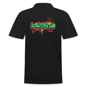 Logistik Graffiti-Art Logistikerin - Männer Poloshirt - Schwarz - Hinten - Kai (181cm)
