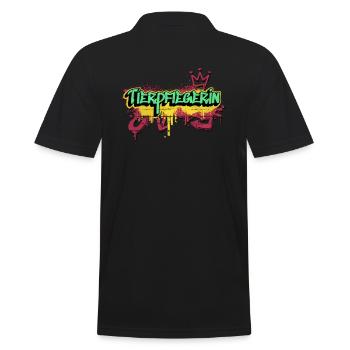 Tierwirt Graffiti-Art Tierpflegerin - Männer Poloshirt - Schwarz - Hinten - Kai (181cm)