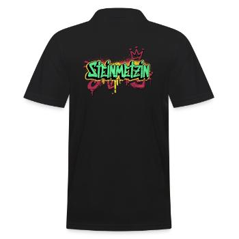 Handwerker Steinmetz Graffiti-Art Steinmetzin - Männer Poloshirt - Schwarz - Hinten - Kai (181cm)