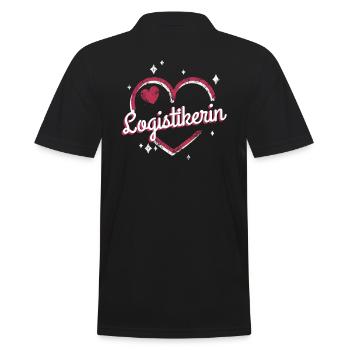 Logistik Kollegin niedliches Herz Logistikerin - Männer Poloshirt - Schwarz - Hinten - Kai (181cm)