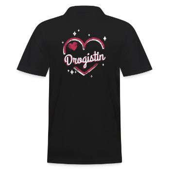 Apotheker Kollegin niedliches Herz Drogistin - Männer Poloshirt - Schwarz - Hinten - Kai (181cm)