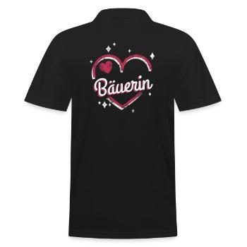 Bauern Kollegin niedliches Herz Landwirtin Bäuerin - Männer Poloshirt - Schwarz - Hinten - Kai (181cm)
