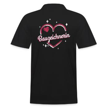 Ingenieur Kollegin niedliches Herz Bauzeichnerin - Männer Poloshirt - Schwarz - Hinten - Kai (181cm)