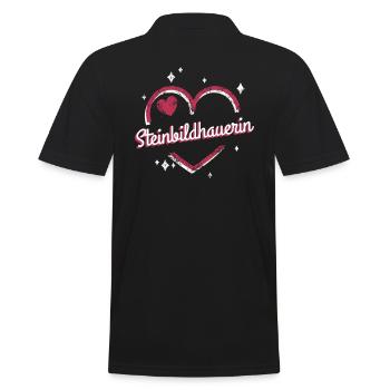 Steinmetzin Kollegin niedliches Herz - Männer Poloshirt - Schwarz - Hinten - Kai (181cm)
