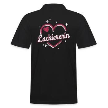 Maler Anstreicher Kollegin niedliches Herz - Männer Poloshirt - Schwarz - Hinten - Kai (181cm)