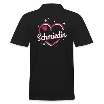 Schmied Kollegin niedliches Herz Handwerker - Männer Poloshirt - Schwarz - Hinten - Kai (181cm)