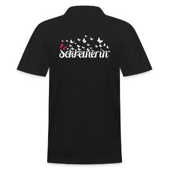 Steinmetz Kollegin Schmetterlinge Steinmetzin - Männer Poloshirt - Schwarz - Hinten - Kai (181cm)