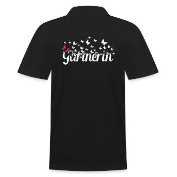 Landschaftsgärtner Kollegin Schmetterlinge - Männer Poloshirt - Schwarz - Hinten - Kai (181cm)