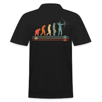 Bogenschütze Bogenschießen Evolution Vintage - Männer Poloshirt - Schwarz - Hinten - Kai (181cm)