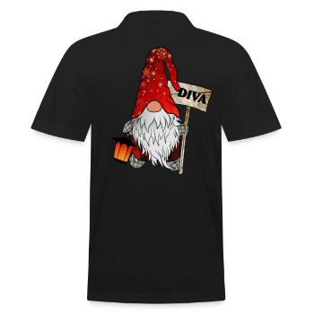 Wichtel Diva Weihnachtsgnom - Männer Poloshirt - Schwarz - Hinten - Kai (181cm)