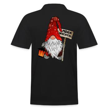 Mega Wichtel – Der ultimative Weihnachtsgnom - Männer Poloshirt - Schwarz - Hinten - Kai (181cm)