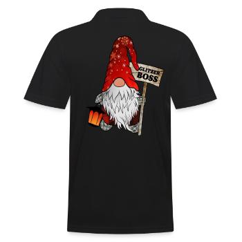 Glitzerboss – Der funkelnde Weihnachtsgnom - Männer Poloshirt - Schwarz - Hinten - Kai (181cm)