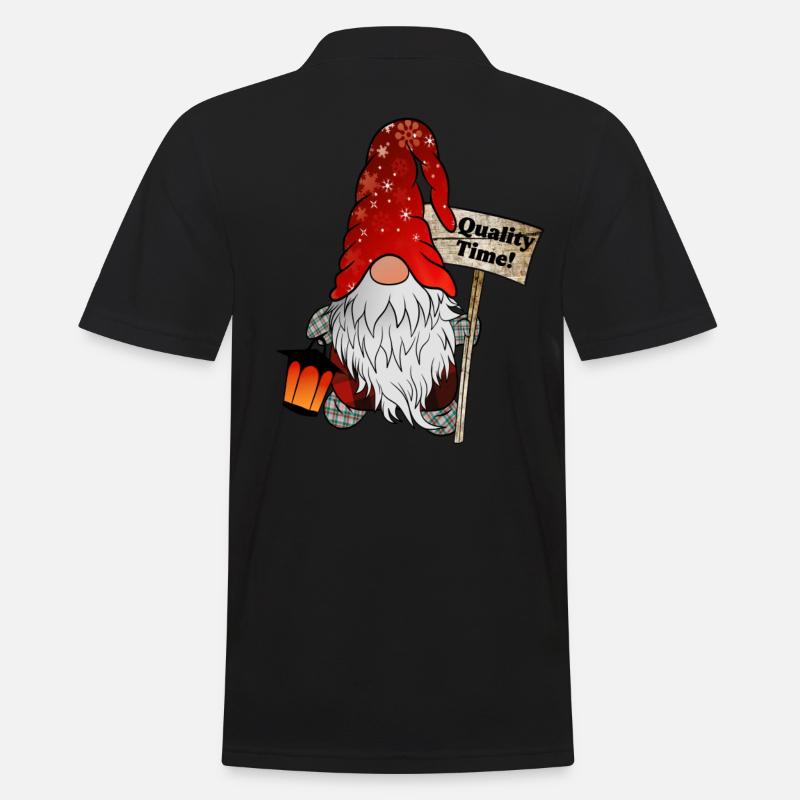 Quality Time Wichtel – Weihnachtsgnom - Männer Poloshirt - Schwarz