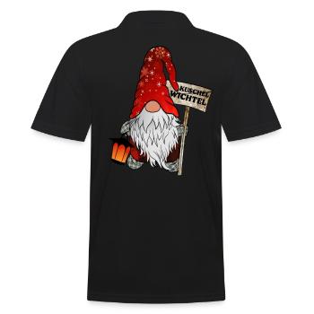 Kuschel Wichtel Weihnachts Gnom - Männer Poloshirt - Schwarz - Hinten - Kai (181cm)