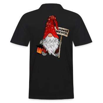 Power Wichtel Weihnachtsgnom - Männer Poloshirt - Schwarz - Hinten - Kai (181cm)