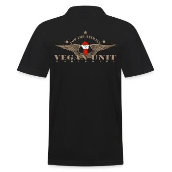 VEGAN UNIT ÖSTEREICH - Männer Poloshirt - Schwarz - Hinten - Kai (181cm)