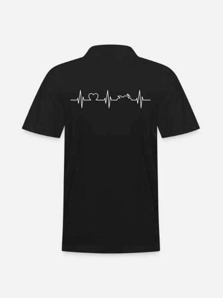 Motorrad Freak Herzschlag EKG Herzline Geschenk - Männer Poloshirt - Schwarz