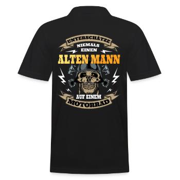 Senior man on motorcycle biker - Men's Polo Shirt - black - Back - Kai (181cm)