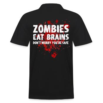 Zombies eat brains dont worry you are safe - Männer Poloshirt - Schwarz - Hinten - Kai (181cm)