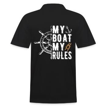 Mon bateau mon capitaine de règles - Polo Homme - noir - Dos - Kai (181cm)