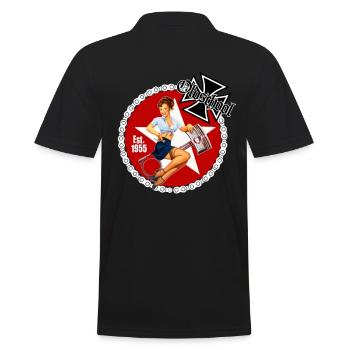 Old school - Pin Up Rockabilly - Männer Poloshirt - Schwarz - Hinten - Kai (181cm)