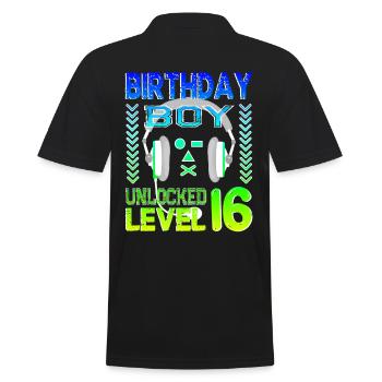 16 anniversaire célébrant les jeux vidéo de joueur drôle - Polo Homme - noir - Dos - Kai (181cm)