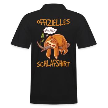Faultier Schlafanzug Faultiere Schlafen - Männer Poloshirt - Schwarz - Hinten - Kai (181cm)