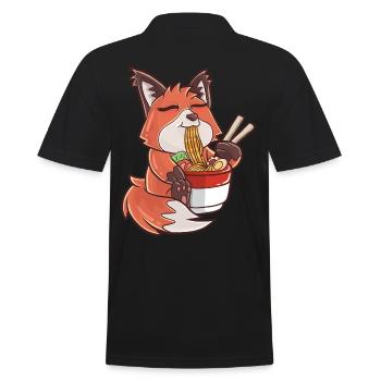 Ramen Kawaii Fuchs - Männer Poloshirt - Schwarz - Hinten - Kai (181cm)