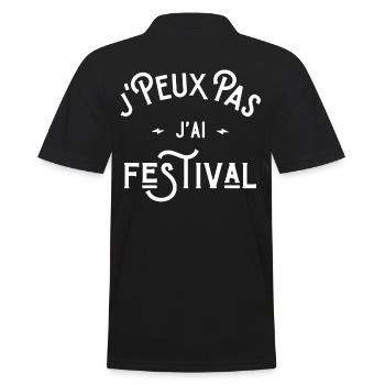 je peux pas j'ai festival cadeau humour citations - Polo Homme - noir - Dos - Kai (181cm)