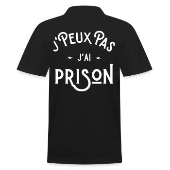 je peux pas j'ai prison cadeau humour citations - Polo Homme - noir - Dos - Kai (181cm)
