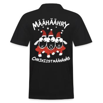 Weihnachtslied Schafe - Männer Poloshirt - Schwarz - Hinten - Kai (181cm)