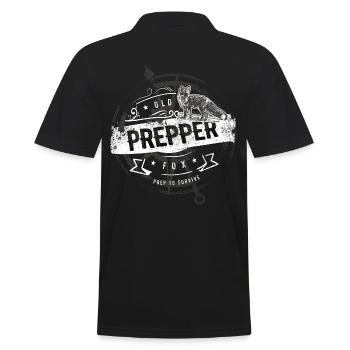 Old Prepper Fox Preparation is All Gift - Men's Polo Shirt - black - Back - Kai (181cm)