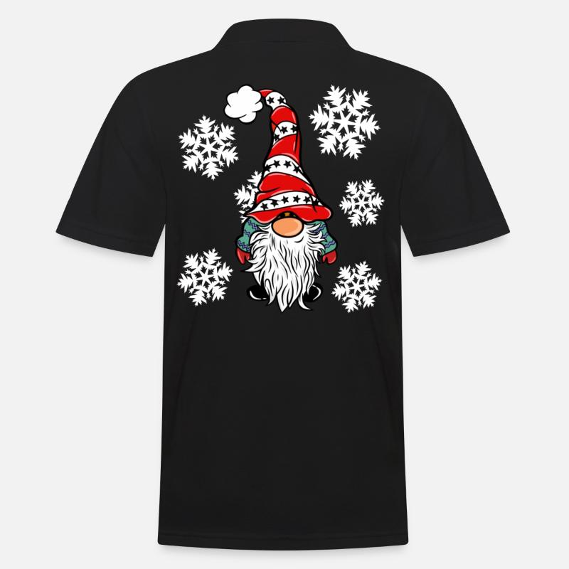 Wichtel mit Schneeflocken - Männer Poloshirt - Schwarz