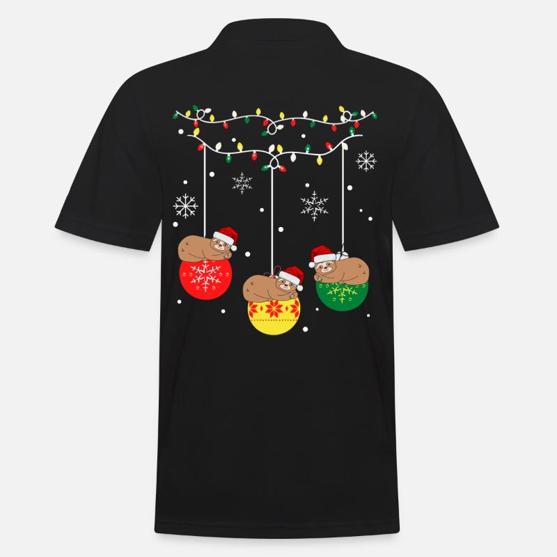 Weihnachtsfaultier - Männer Poloshirt - Schwarz