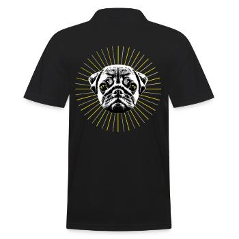 Holy Pug - Männer Poloshirt - Schwarz - Hinten - Kai (181cm)