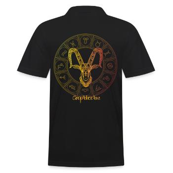 Sternzeichen des Steinbocks - Männer Poloshirt - Schwarz - Hinten - Kai (181cm)