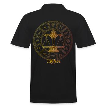 Waage Sternzeichen - Männer Poloshirt - Schwarz - Hinten - Kai (181cm)