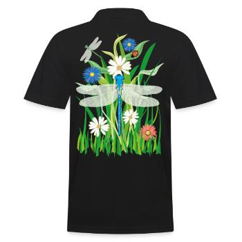 08 Fleurs Libellule Coccinelle - Polo Homme - noir - Dos - Kai (181cm)