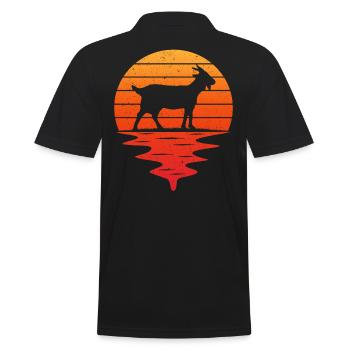 Sonnenuntergang Retro Ziegen T-Shirt Ziege - Männer Poloshirt - Schwarz - Hinten - Kai (181cm)