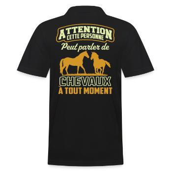 parler de chevaux à tout moment - Polo Homme - noir - Dos - Kai (181cm)