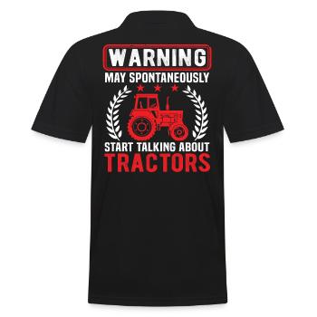 Warnung kann spontan von Traktoren sprechen - Männer Poloshirt - Schwarz - Hinten - Kai (181cm)