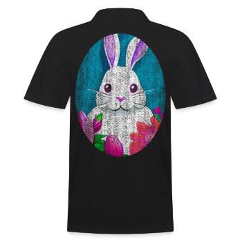 Vintage Osterhase Niedlich - Männer Poloshirt - Schwarz - Hinten - Kai (181cm)